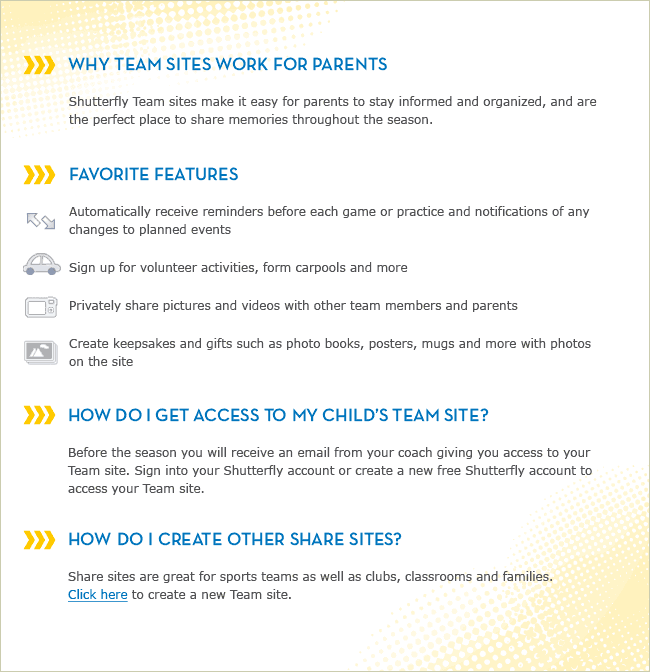 WHY TEAM SITES WORK FOR PARENTS