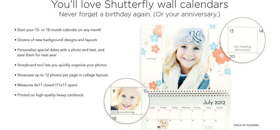 free calendar from Shutterfly