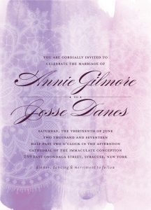 Pastel lace wedding invitation.