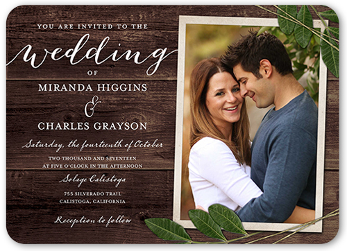 wedding invitation with a frame for a custom photograph
