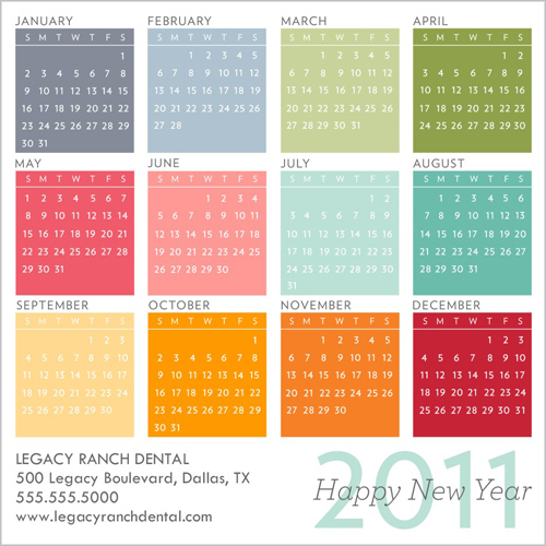 Colorful 2011 Calendar Business Holiday Card. by Blonde Designs