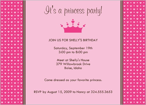 Pink Princess Birthday Invitation