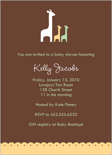 Two Giraffes Baby Shower Invitation