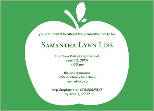 Green Apple Graduation Invitation