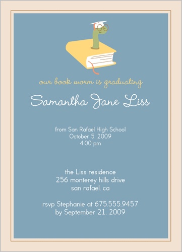 Book Worm Graduation Invitation