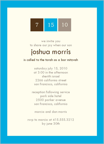 Bar Mitzvah Date Bar Mitzvah Invitation