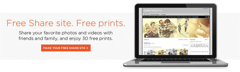 FREE SHARE SITE. FREE PRINTS. SHARE YOUR FAVORITE PHOTOS AND VIDEOS WITH FRIENDS AND FAMILY, AND ENJOY 30 FREE PRINTS.