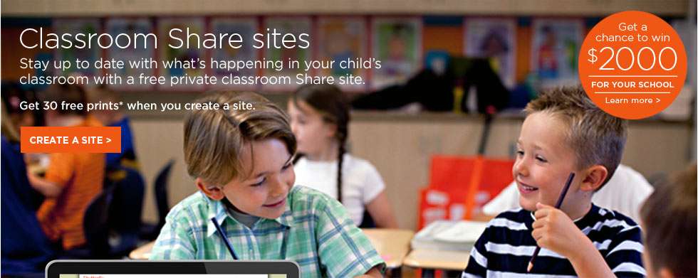 Classroom Share sites - Stay up to date with what’s happening in your child’s classroom with a free private classroom Share site.