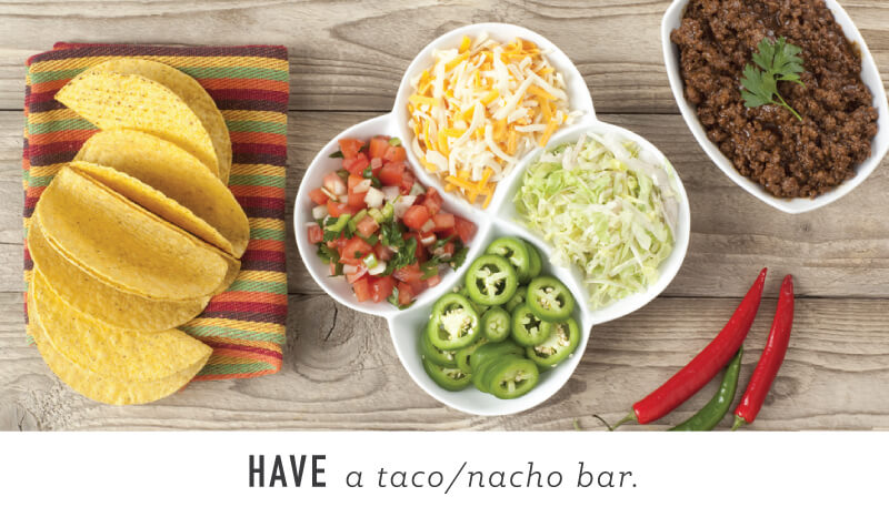 nacho and taco bar for party