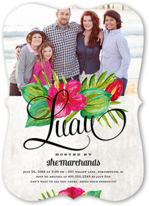 luau party invitation with family photo