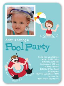 pool party photo invitation