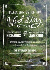A forest wedding invitation.
