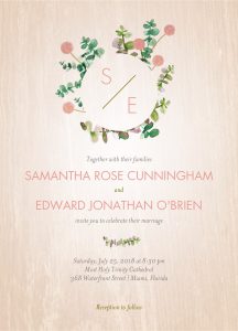 A pink and floral wedding invitation.