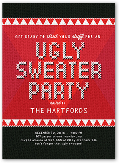 black and red ugly sweater party invitations