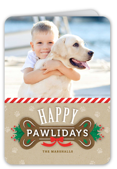 Dog Christmas cards ideas with boy hugging dog.