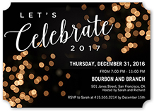 black and gold new years eve party invitation
