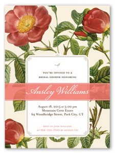 bridal shower invitation with red roses
