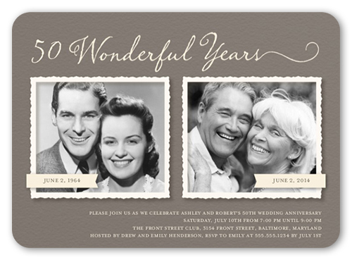 then and now 50th anniversary invitation