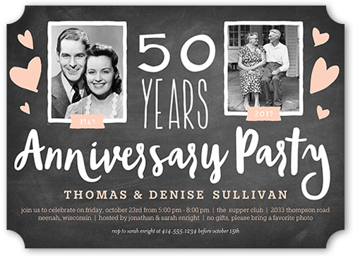 then and now anniversary party invitation