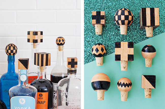 DIY wood burned wine stoppers made for Dad on Father's Day 