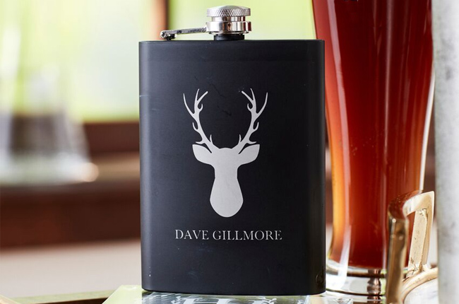 Personalized flask gift featuring a deer head for Dad on Father's Day