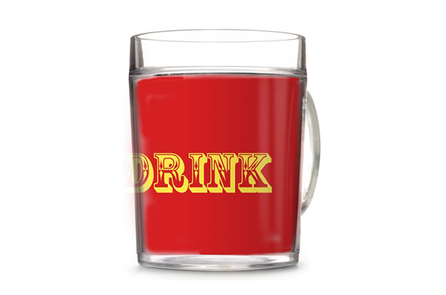 DIY red custom cup gift for Father's Day featuring the word "DRINK" 