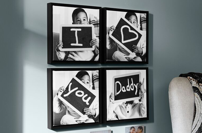 Gallery of four black and white framed canvas prints