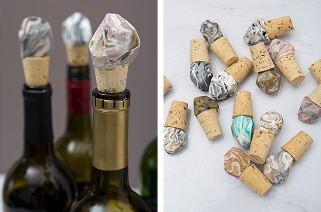 clay gemstone wine toppers