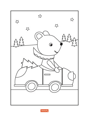 racing bear coloring page