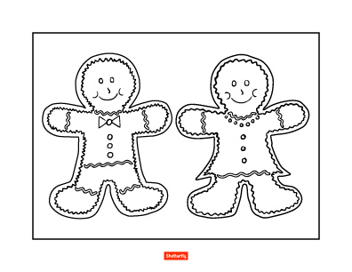 gingerbread men and women coloring pages 