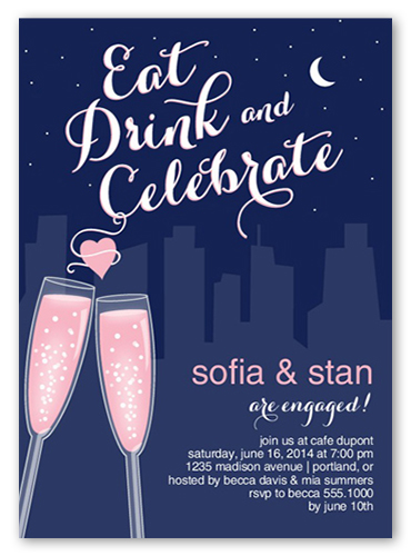 cute champagne engagement party invitations