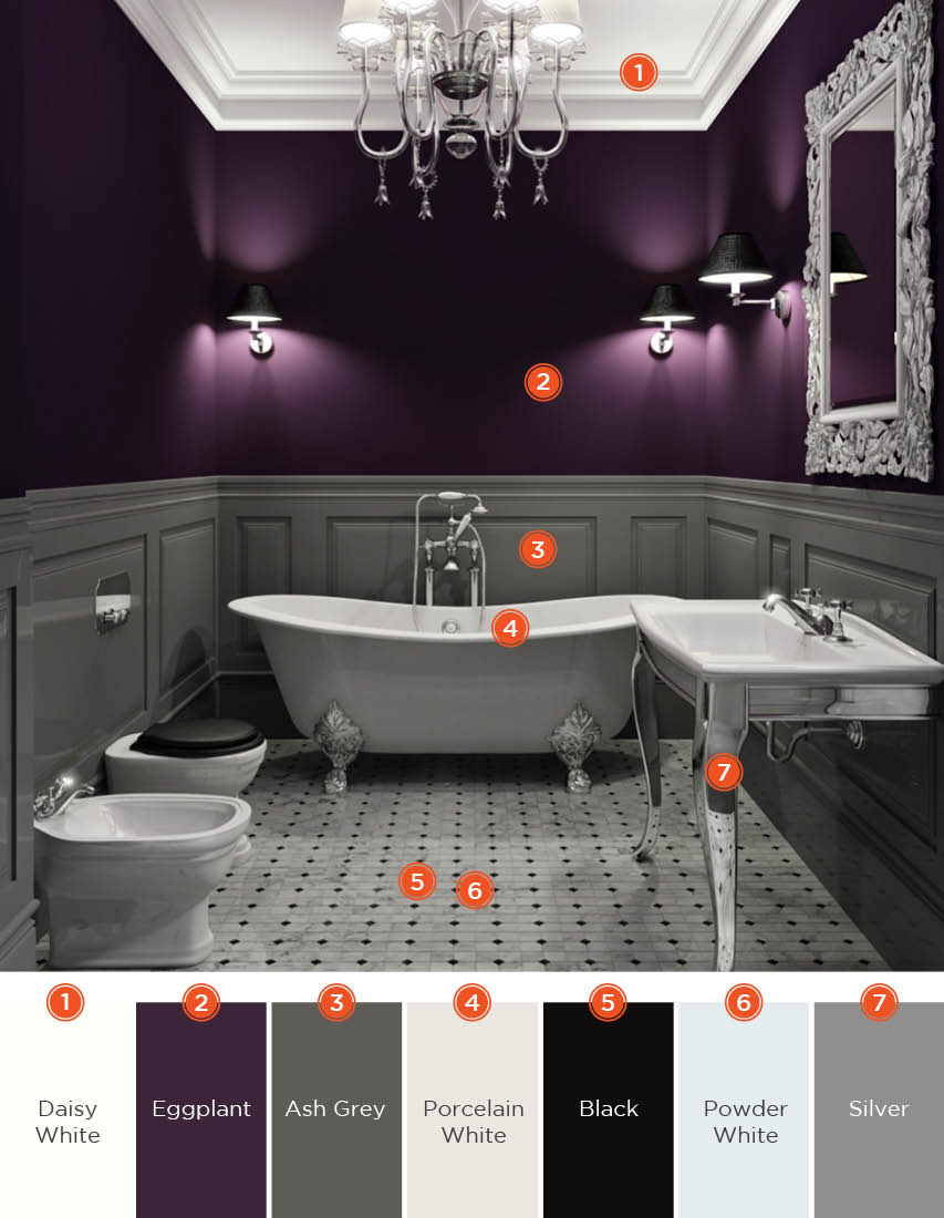 20 Relaxing Bathroom Color Schemes, Grey Bathtub What Color For Walls