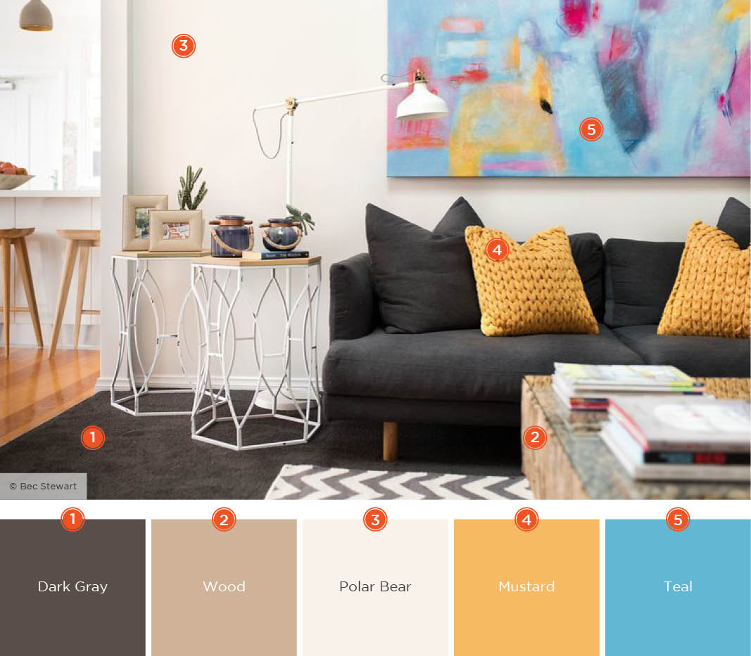 Contemporary Living Room Design with Stylish Hall Colour Combination-saigonsouth.com.vn