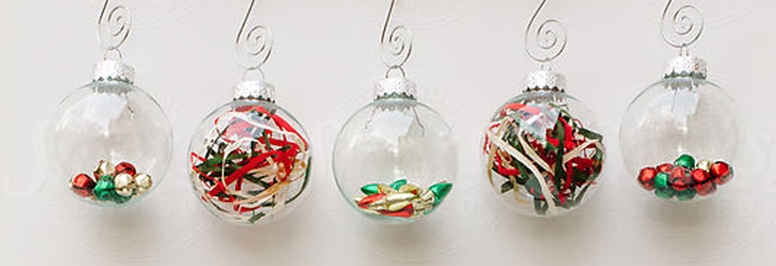 Clear Christmas ornaments hanging