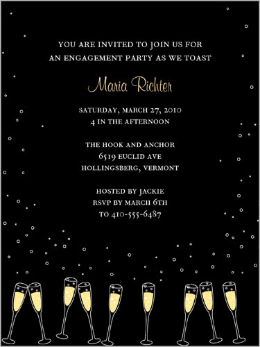 engagement party invitation with champagne flutes
