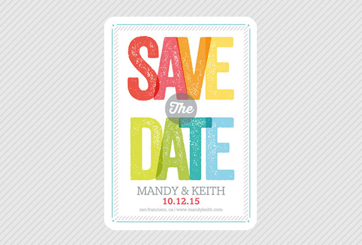 Brightly colored save the date