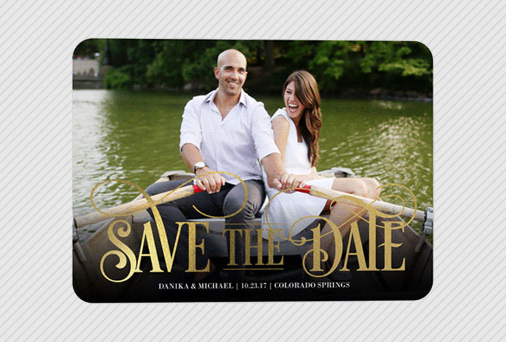 Couple on boat ride save the date