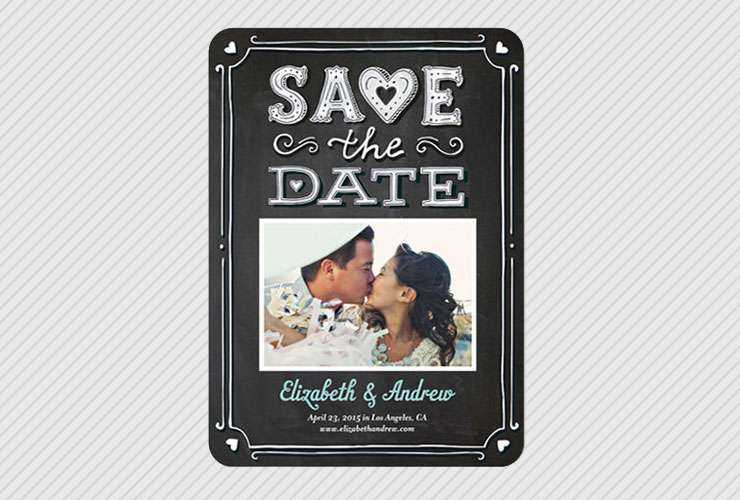 Couple with chalkboard save the date