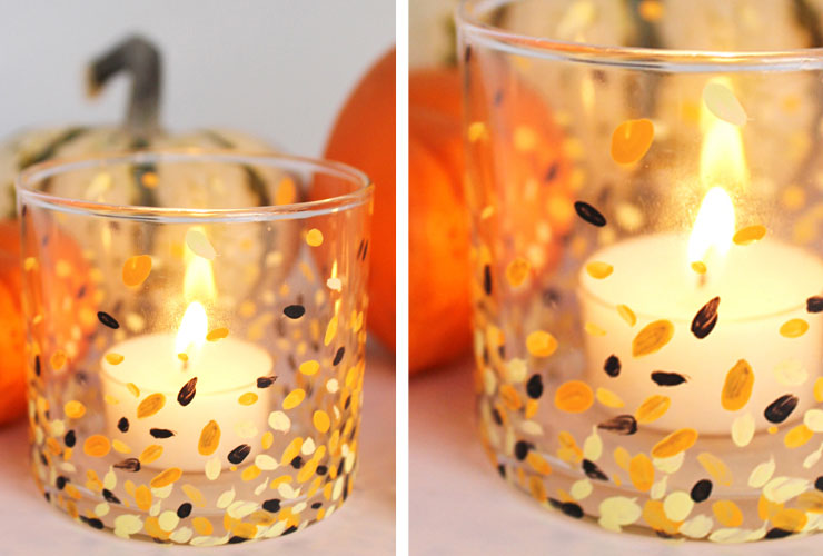 Fall Leaves Painted Candle Holders