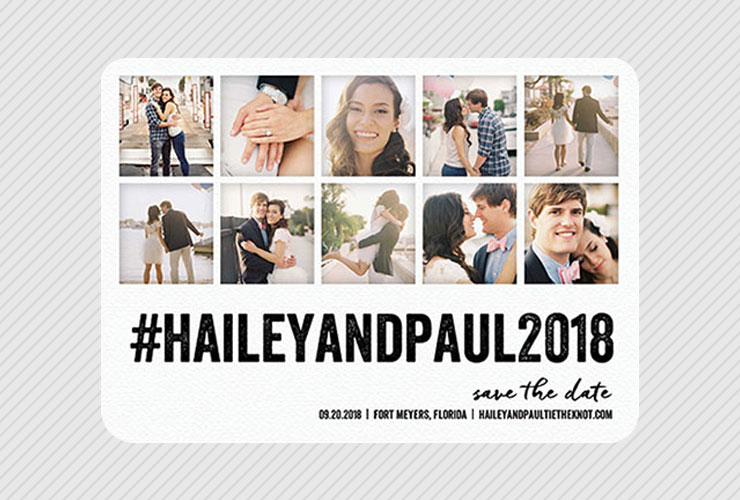 Hashtag themed save the date