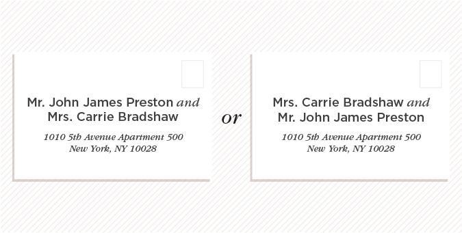 wedding invitation married couple different last names