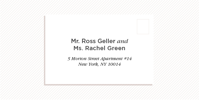 wedding invitation unmarried couple different last names