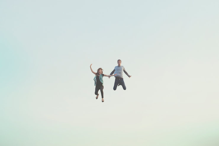 Couple floating in air