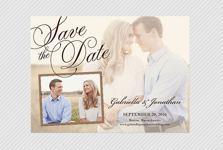 Couple in sweet embrace save the date
