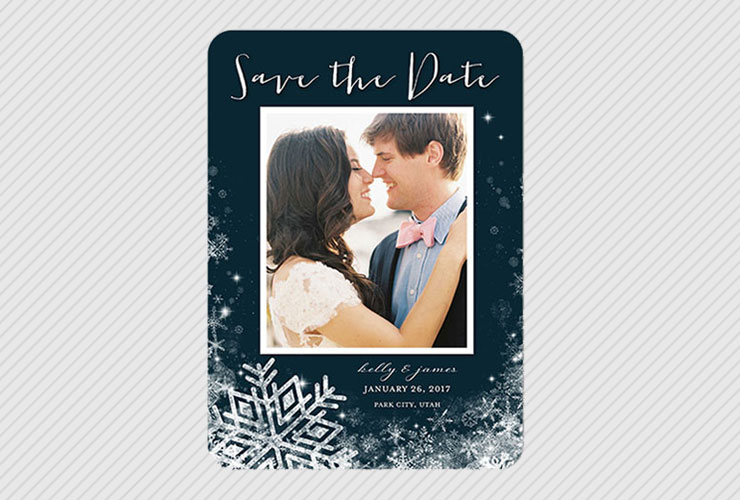 Couple on winter themed save the date