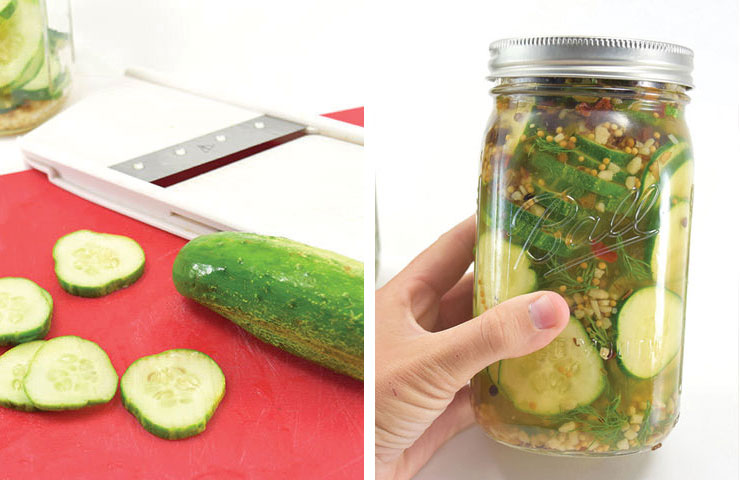 pickled cucumbers in a mason jar