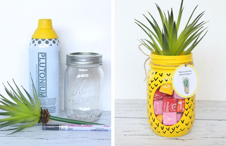 mason jar with pineapple design