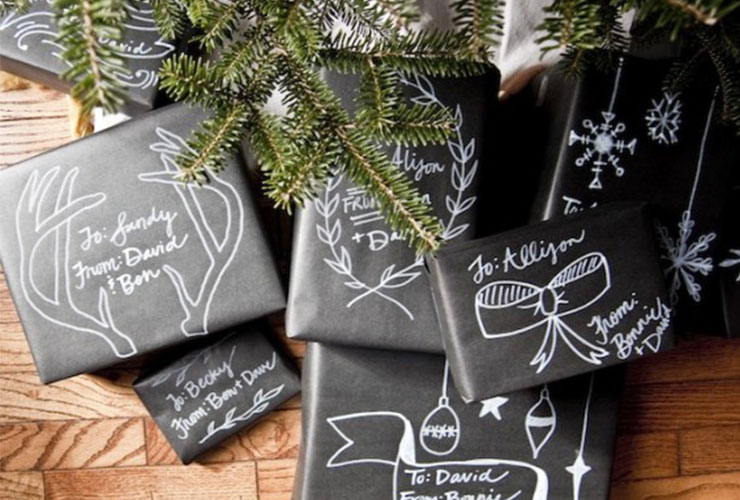 chalkboard print gift wrapping idea