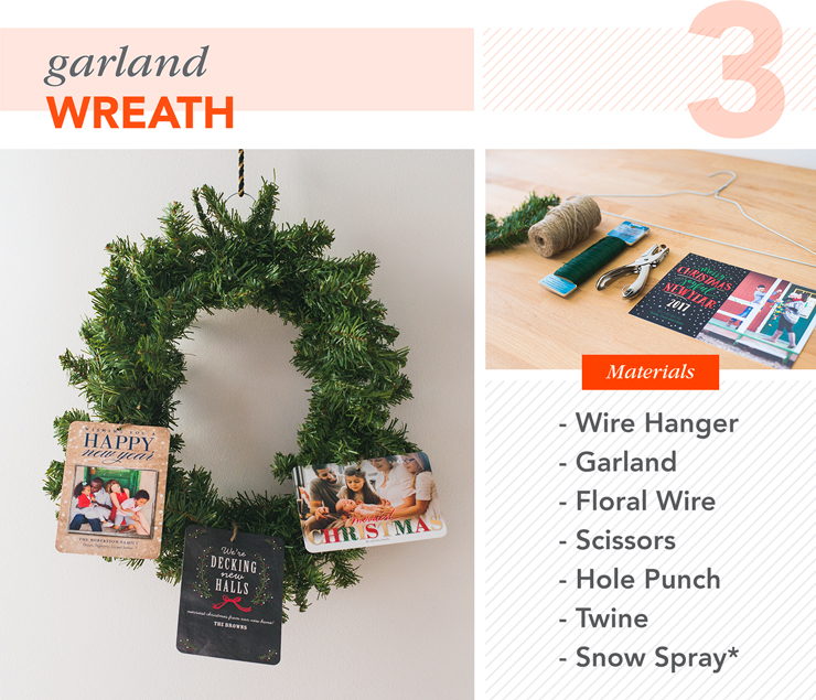garland wreath with Shutterfly cards