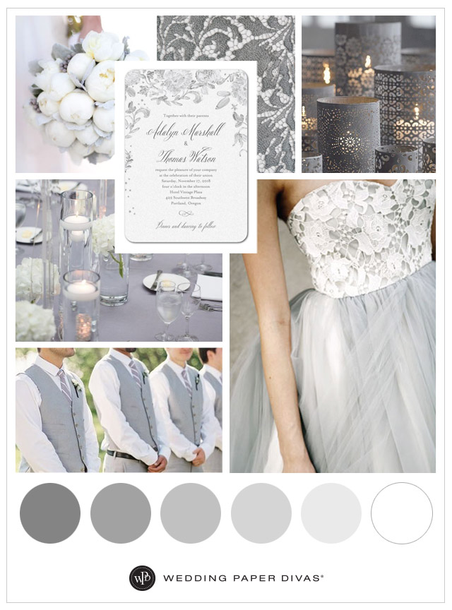gray wedding inspiration for groom and bride